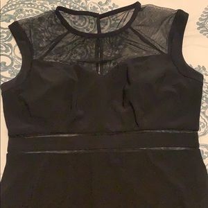 Black dress, sweetheart style with sheer top